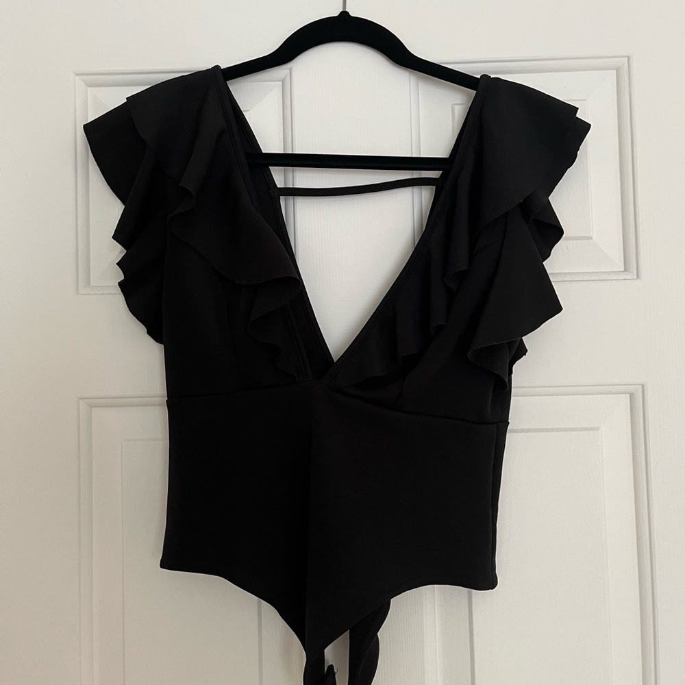 Black plunge bodysuit